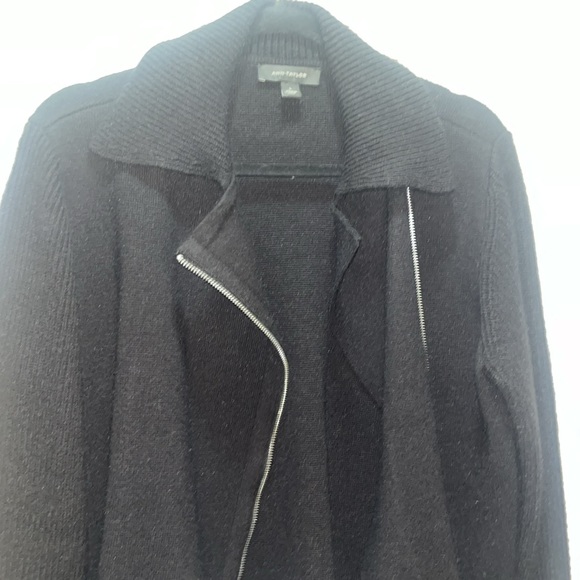Ann Taylor L black moto sweater - Picture 5 of 9